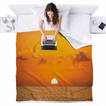 Fabulous Sunset On A Background Of Sky And Sea. Blankets 64661507