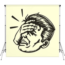 Face Palm Retro Disappointed Man Slapping Forehead Backdrops 80696871
