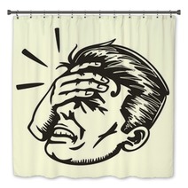 Face Palm Retro Disappointed Man Slapping Forehead Bath Decor 80696871