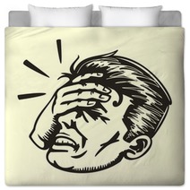Face Palm Retro Disappointed Man Slapping Forehead Bedding 80696871