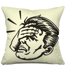 Face Palm Retro Disappointed Man Slapping Forehead Pillows 80696871