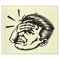 Face Palm Retro Disappointed Man Slapping Forehead Rugs 80696871