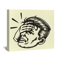 Face Palm Retro Disappointed Man Slapping Forehead Wall Art 80696871