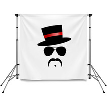 Face With Mustache With Red Hat Vector Backdrops 61850729
