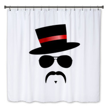 Face With Mustache With Red Hat Vector Bath Decor 61850729