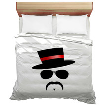 Face With Mustache With Red Hat Vector Bedding 61850729
