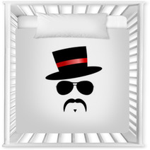 Face With Mustache With Red Hat Vector Nursery Decor 61850729