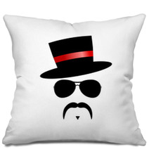 Face With Mustache With Red Hat Vector Pillows 61850729