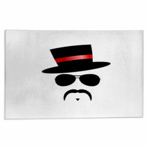 Face With Mustache With Red Hat Vector Rugs 61850729