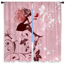 Fairy Pattern Grunge Window Curtains 29559071