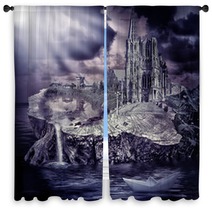 Fairy Tale. Fantasy Castle And Village Window Curtains 53286520