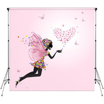 Fairy With A Valentine Of Butterflies Backdrops 48817126