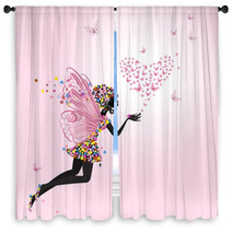Fairy With A Valentine Of Butterflies Window Curtains 48817126