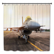 Falcon Fighter Jet Military Aircraft Parked In The Base Airforce On Sunset Bath Decor 136519168
