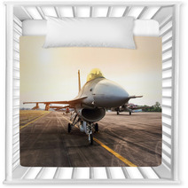 Falcon Fighter Jet Military Aircraft Parked In The Base Airforce On Sunset Nursery Decor 136519168