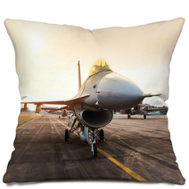 Falcon Fighter Jet Military Aircraft Parked In The Base Airforce On Sunset Pillows 136519168