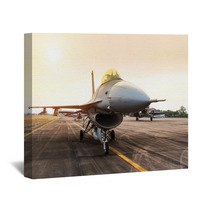 Falcon Fighter Jet Military Aircraft Parked In The Base Airforce On Sunset Wall Art 136519168