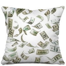 Falling Money, Hundred Dollar Bills Pillows 56851399