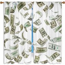 Falling Money, Hundred Dollar Bills Window Curtains 56851399