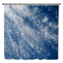 Falling Snowflakes On  Blue Background Bath Decor 68197897