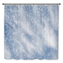 Falling Snowflakes On  Blue Background Bath Decor 68197901