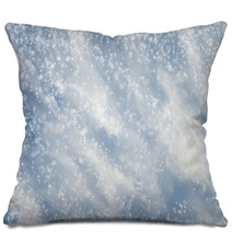 Falling Snowflakes On  Blue Background Pillows 68197901