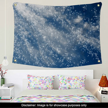 Falling Snowflakes On  Blue Background Wall Art 68197897