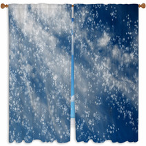 Falling Snowflakes On  Blue Background Window Curtains 68197897