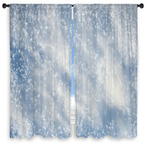 Falling Snowflakes On  Blue Background Window Curtains 68197901