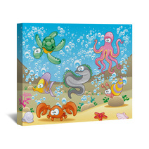 Family Of Marine Animals In The Sea Wall Art 14742404