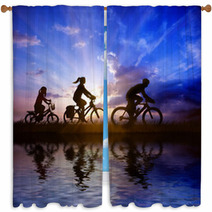 Family On Bicycle Window Curtains 23941011