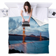 Famous Golden Gate Bridge In San Francisco Blankets 66547787