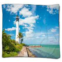 Famous Lighthouse At Key Biscayne, Miami Blankets 65902565