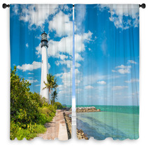Famous Lighthouse At Key Biscayne, Miami Window Curtains 65902565