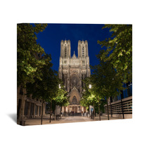 Famous Notre Dame De Reims At Twilight Wall Art 66655450