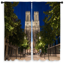 Famous Notre Dame De Reims At Twilight Window Curtains 66655450