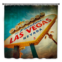 Famous Welcome To Las Vegas Sign With Vintage Texture Bath Decor 65041908
