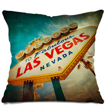 Famous Welcome To Las Vegas Sign With Vintage Texture Pillows 65041908