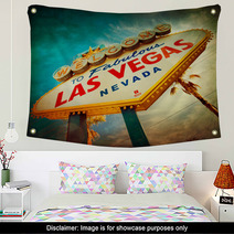 Famous Welcome To Las Vegas Sign With Vintage Texture Wall Art 65041908