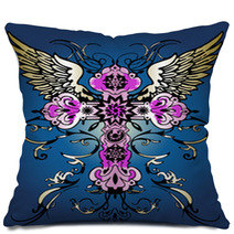 Fancy Flying Cross Tattoo Pillows 16400519