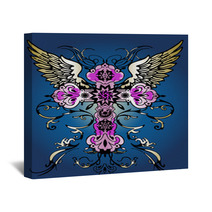 Fancy Flying Cross Tattoo Wall Art 16400519