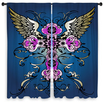 Fancy Flying Cross Tattoo Window Curtains 16400519