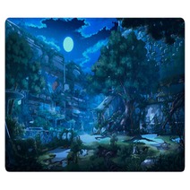 Fantasy Abandoned City Night Rugs 299141165