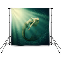Fantasy Beautiful Woman Mermaid With Tail Backdrops 59255392