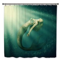 Fantasy Beautiful Woman Mermaid With Tail Bath Decor 59255392