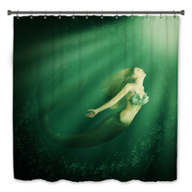 Fantasy Beautiful Woman Mermaid With Tail Bath Decor 60931711