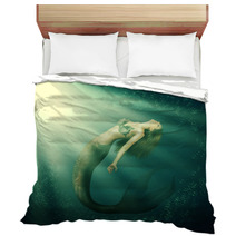 Fantasy Beautiful Woman Mermaid With Tail Bedding 59255392