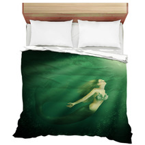 Fantasy Beautiful Woman Mermaid With Tail Bedding 60931711