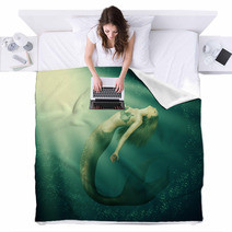 Fantasy Beautiful Woman Mermaid With Tail Blankets 59255392