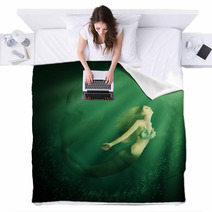 Fantasy Beautiful Woman Mermaid With Tail Blankets 60931711